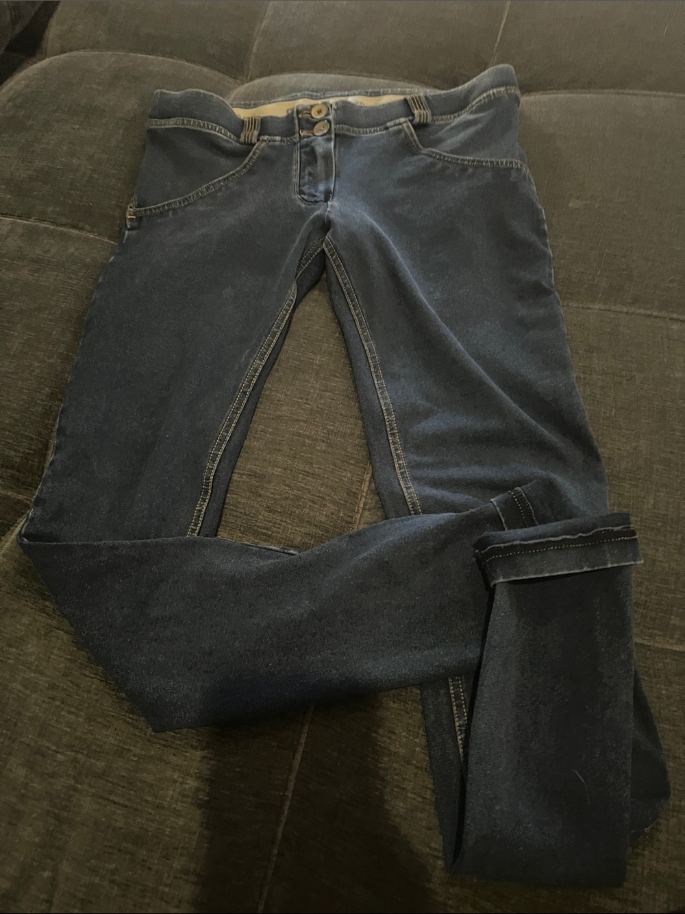 Freddy Dark Blue Jeggings with Contrast Stitching